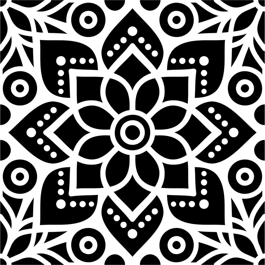 Printtoo Craft Textile Square Floral Mandala Pattern Wooden Rubber Stamp Scrap-booking-2 X 2