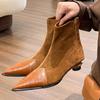 Ankle Boots Women Pointed Toe Heeled Shoes Chunky Chelsea Boots New Designer Gladiator Winter Woman Snow Botas Mujer