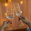 Heat Resistant Crystal Ribbed Glass Cup Goblet Wine Glasses Coffee Mug Champagne Drinkware for Wedding Decoration Candle Holders