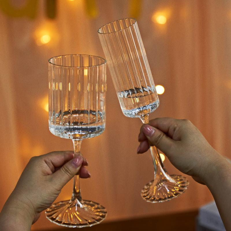 Heat Resistant Crystal Ribbed Glass Cup Goblet Wine Glasses Coffee Mug Champagne Drinkware for Wedding Decoration Candle Holders