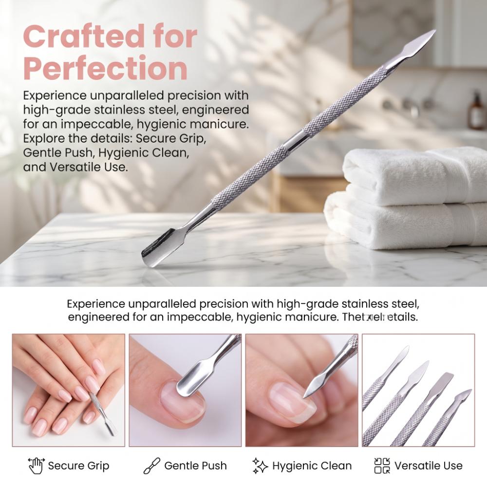 4pcs Textured Appearance Cuticle Pusher Small Compact Nail Cleaner Nail Scraper Home Manicure Use