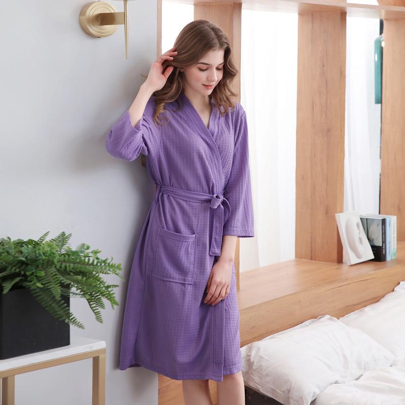 Unisex Quick-Dry Waffle Bathrobe - Lightweight, Absorbent, Ideal for Spa & Sauna