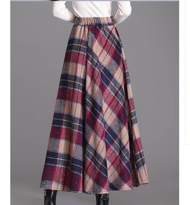 Plaid Print High Waist Skirt Casual Ruffle Hem Midi Skirt Women's Clothing