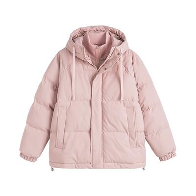 24 Winter Fake Two-piece Cotton-padded Jacket Men's Loose Cotton-padded Jacket Couple Solid Color Hooded Thickened Cotton-padded Jacket