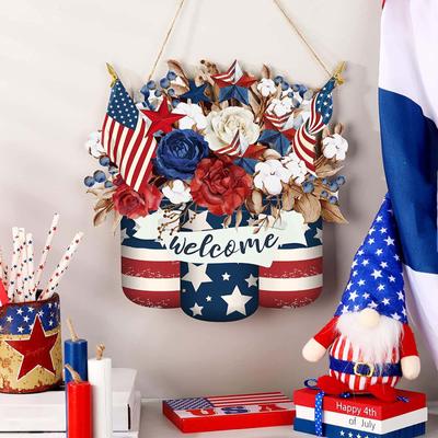 Wooden Wreaths For Front Door Independence Day Decorative Door Listing Wall Hanging Fashionhanging Pendant Home Decoration Welcome Sign