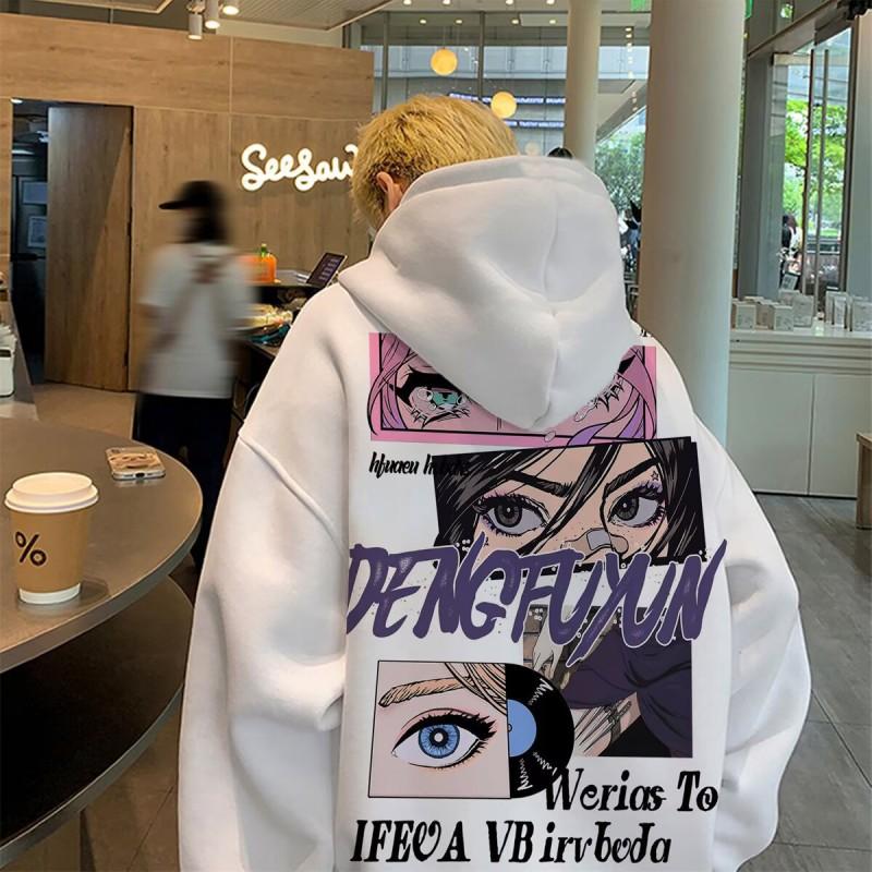 Heavyweight Fleece Hoodie Winter Streetwear Loose Fit Casual Sport Sweatshirt Students