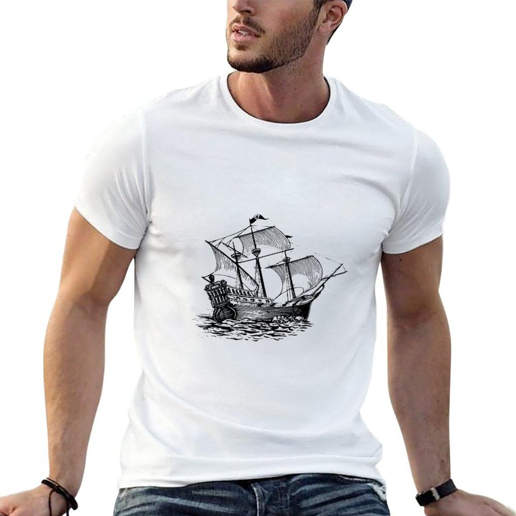 Galleon Ship Tshirt Work Basic Short Sleeve Top