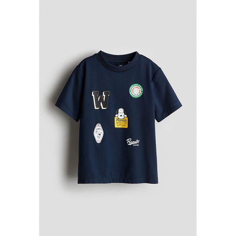

[Snoopy Joint Name] HM Children s Clothing Boys T-shirt 2025 Autumn New Fashion round Neck Print Short Sleeve 1271973