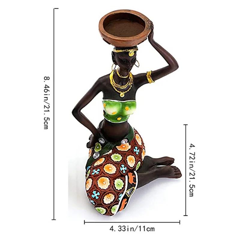 1pc Statue Sculpture Candleholder African Figurines Candle Holder for Dining Room Decoration Desk Accessories Minimalist Decor