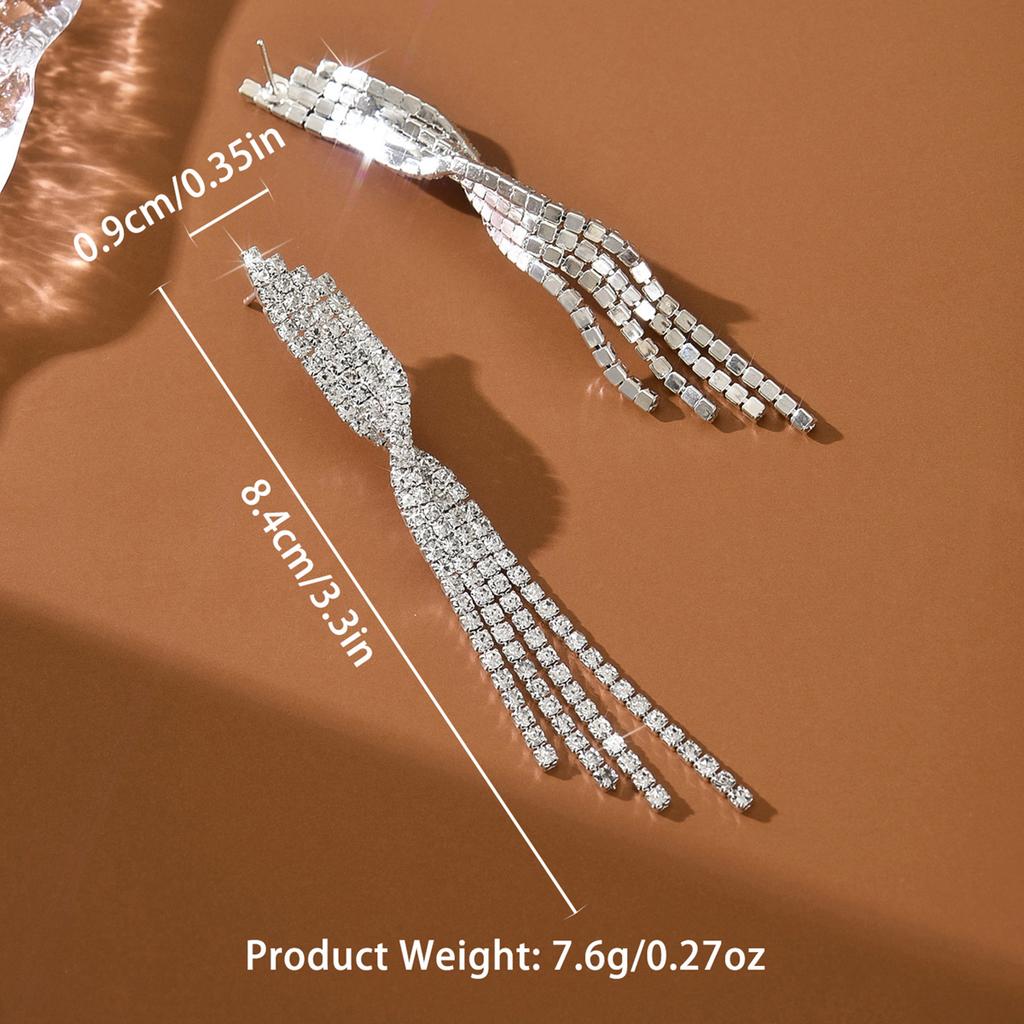 Light luxury fashion full diamond tassel earrings with high-end and personalized design earrings for women