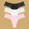 3Pcs Seamless Stretch Thongs Women Comfort Patchwork Lace Panties Female Low-Waist G-string High Quality Floral Soft Lingerie
