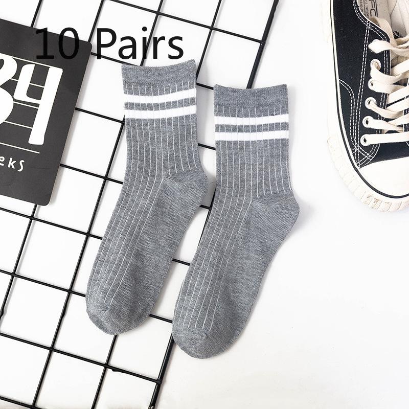 10 Pairs of Men's Autumn and Winter Business Leisure Versatile Classic Smoke A Parallel Bar Sweat Absorber Deodorant Tube Socks