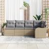 Canapé de jardin 5 pièces avec coussins beige poly rotin, Canapé de jardin 2 places avec coussins beige poly rotin 3345700