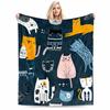 Playful Cats Patterned Flannel Blanket for Bedroom, Living Room, Sofa, and Nap