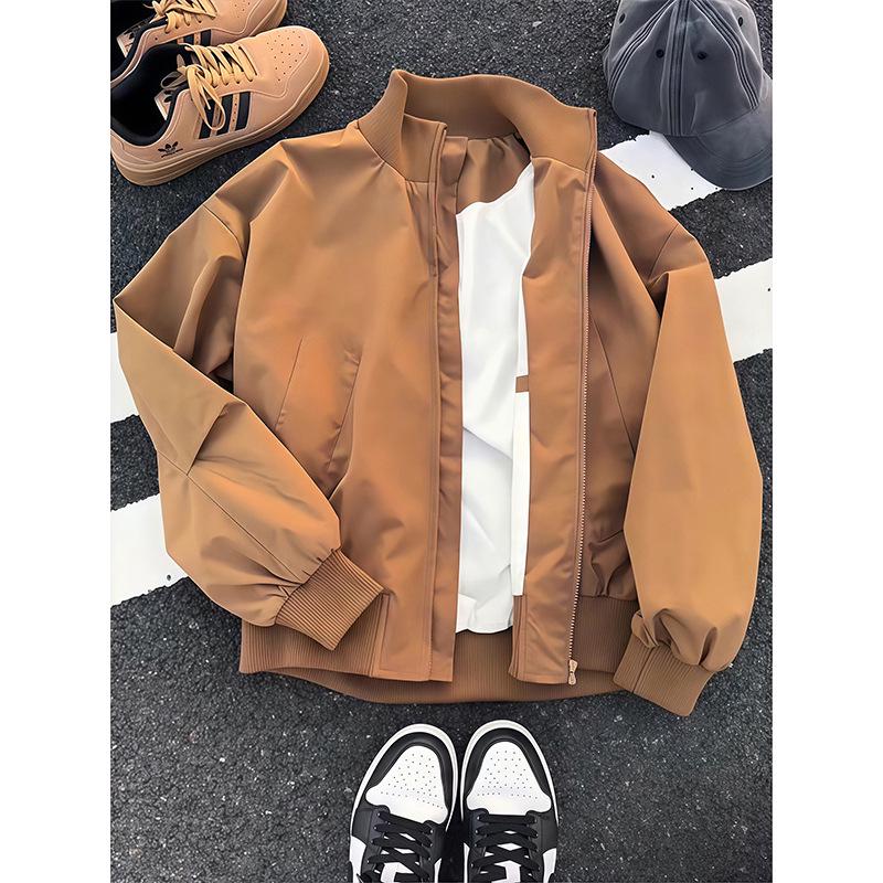 Men s Black Winter Padded Pilot Jacket - Stand Collar, Short Style, Thick American Cotton Baseball Jacket. L