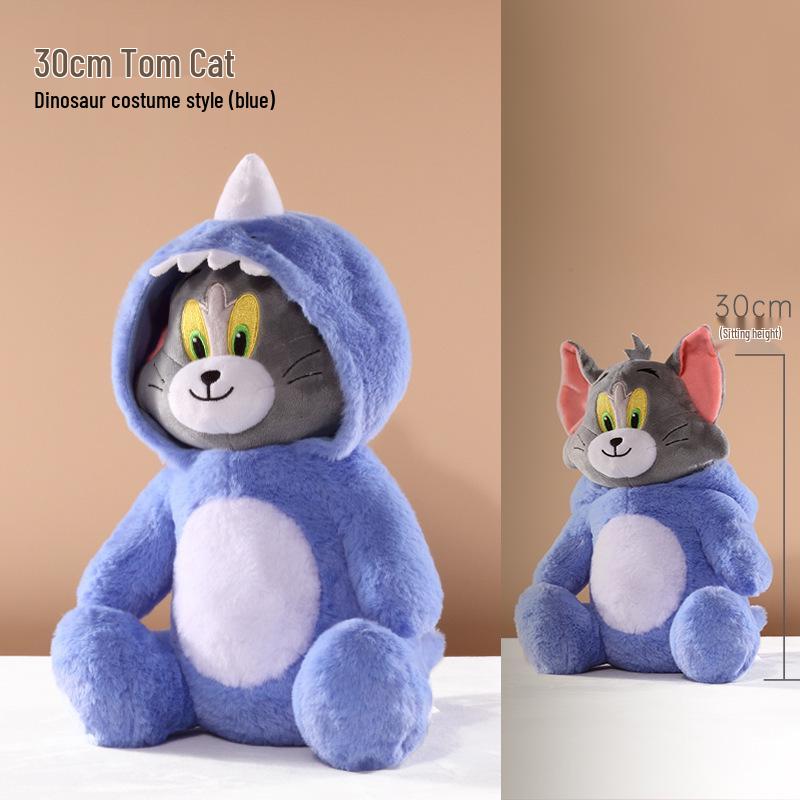Genuine Warner Brothers Tom and Jerry Superman Tom Cat Plush Doll with Dinosaur Costume