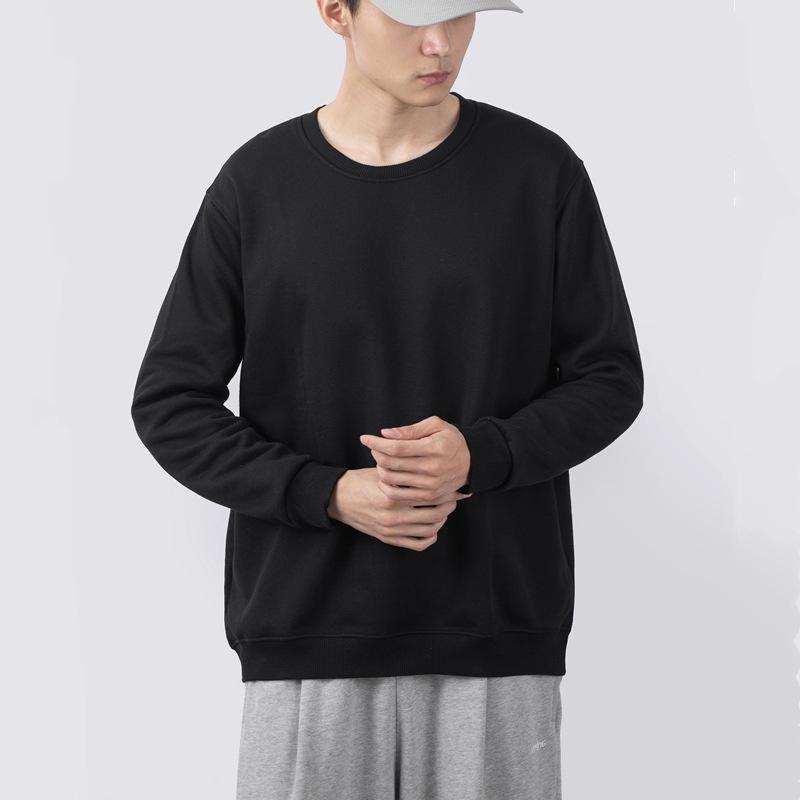 Men's Solid Color Crew Neck Loose Fit Long Sleeve Autumn Pullover