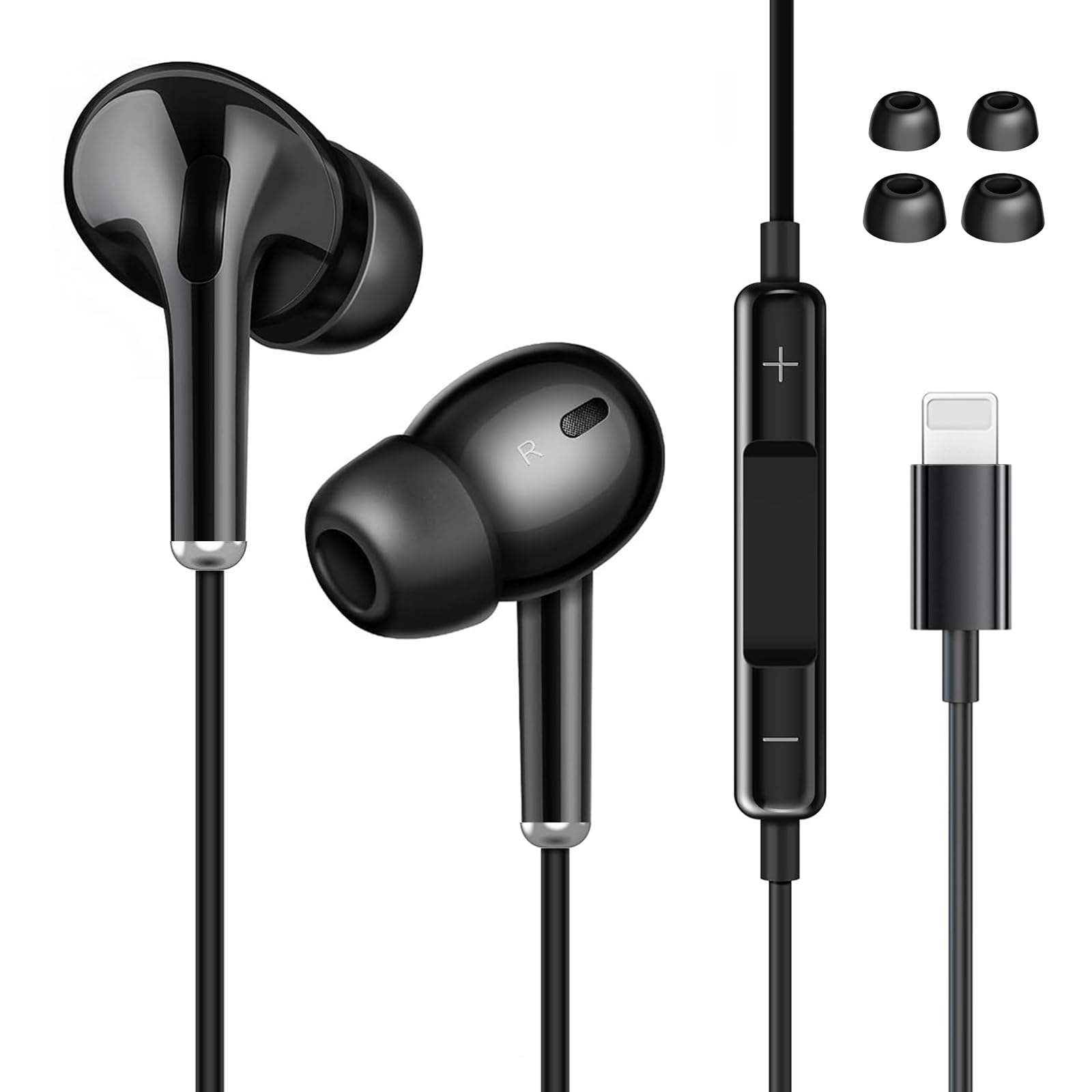 

[2024 Improved Model] yangoo Wired iPhone Earphones with Noise Cancelling, Microphone, No Bluetooth Required, In-Ear Headphones, High-Resolution