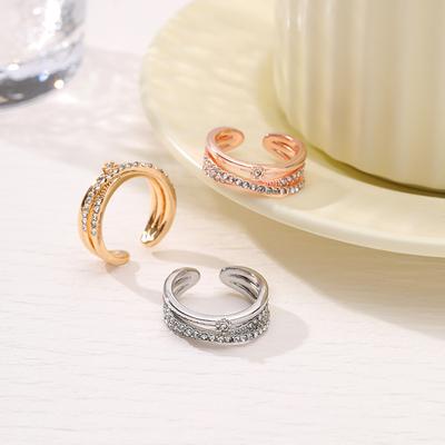 Personalized Niche Women's Adjustable Opening Fashion Cross Double-layer Ring Women's Trend Index Finger Ring Jewelry