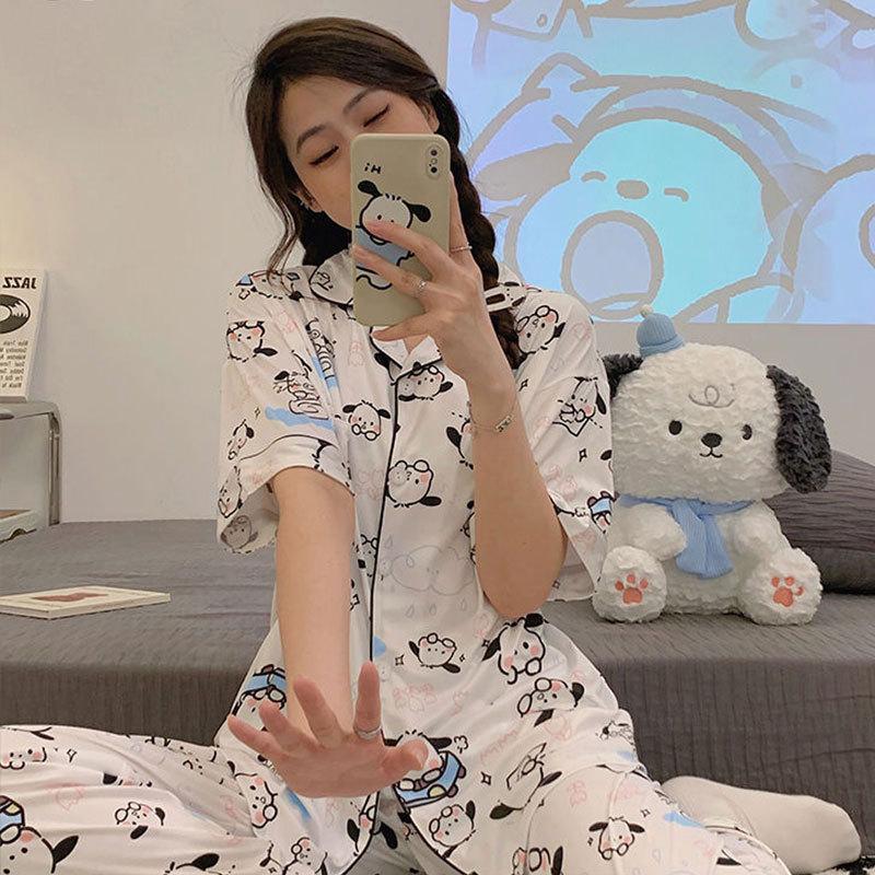Pacha Dog Cute Cartoon Pajamas Women's Summer New Short-sleeved Trousers College Style Girls' Student Loungewear Suit
