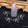 Silver Bowknot Flowers Nail Rhinestones Nail Art Jewelry Bow Nail Decorations 3D Nail Art Drills