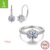 D Color Mozzarella Diamond 1 Carat Ring Earrings Set Women'S S925 Sterling Silver Super Flash Luxury Marriage Proposal Jewelry