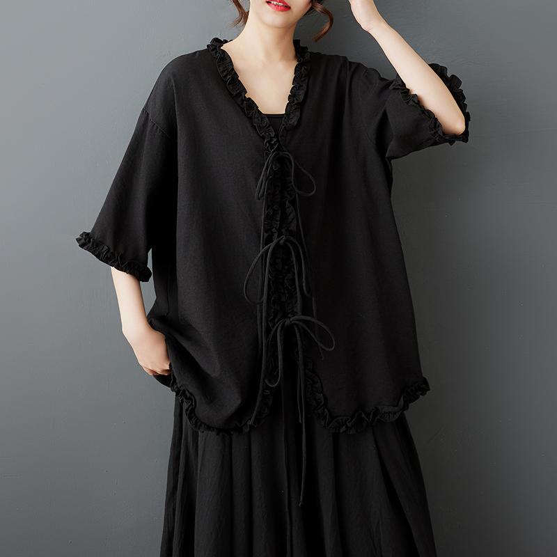 DIMANAF 2025 Summer Women Plus Size Basic Blouse Vintage Casual T-Shirt Solid Loose Tops Tees Oversized New