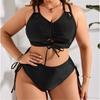 Large Size One-piece Swimsuit Women, Sexy Drawstring, Two-piece Swimsuit