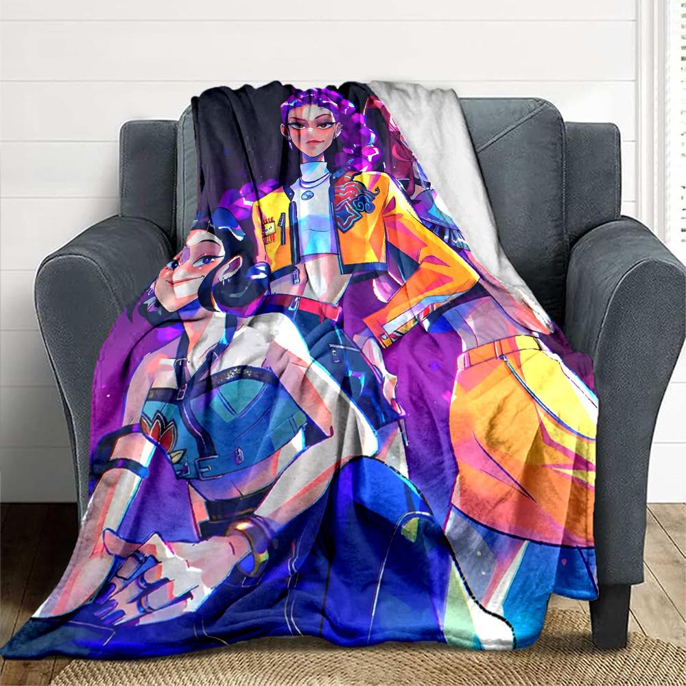 1pc KPop Demon Hunters Cozy Print Blanket Lightweight Warm Flannel Throw Blanket For Sofa, Bed, Living Room