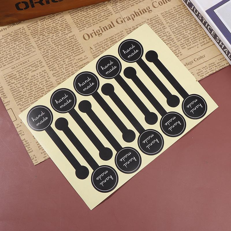 100Pcs Adhesive Long Style Handmade Cake Packaging Sealing Label Kraft Sticker