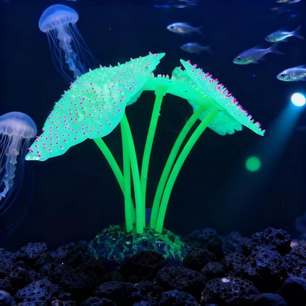 Corallo Anemone Falso Fluorescente in Silicone Luminoso per Decorazione Acquario
