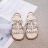 Girls Roman Sandals with Rivet Bow Kids Summer Beach Shoes Soft Sole Children Princess Dress Sandals for Party Wedding