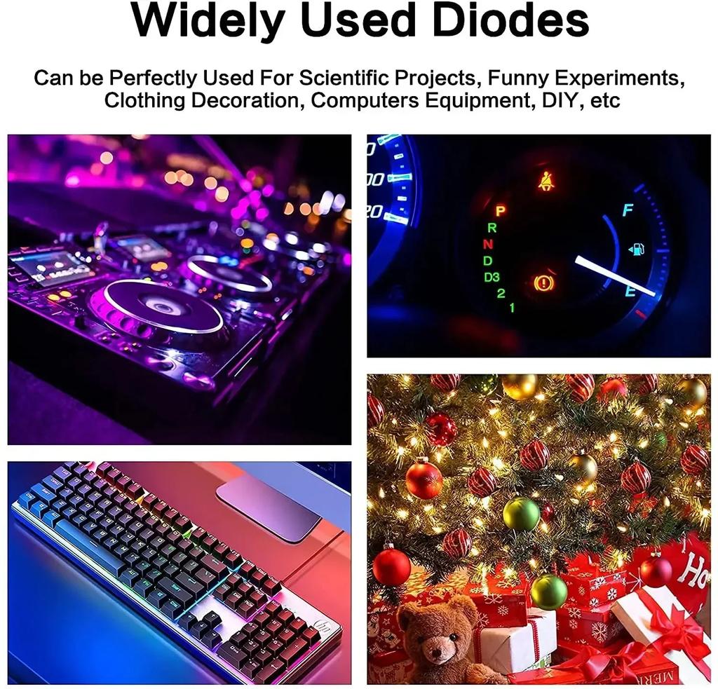 60PCS LED Diodes 5mm 3mm F3 F5 LED Light Emitting Diode Kit Red Orange Yellow Green Blue White 6 Colors