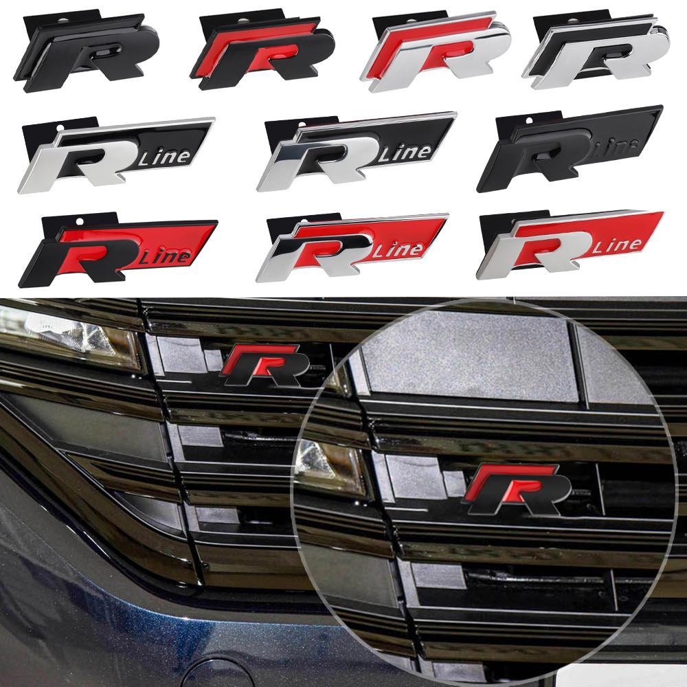 ARERQ1 Car Styling Metal Auto Front Grille Emblem Stickers Decoration For Volkswagen VW GTI Golf Polo Tiguan GTD Passat R Line Scirocco
