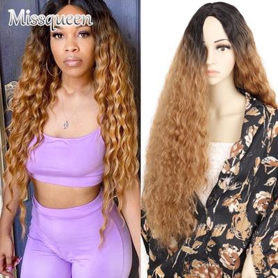 Lange gewellte Perücken, tiefe Wellen, lockige synthetische Perücke, blond, schwarz, 76,2 cm, Haarperücken für Frauen, Cosplay