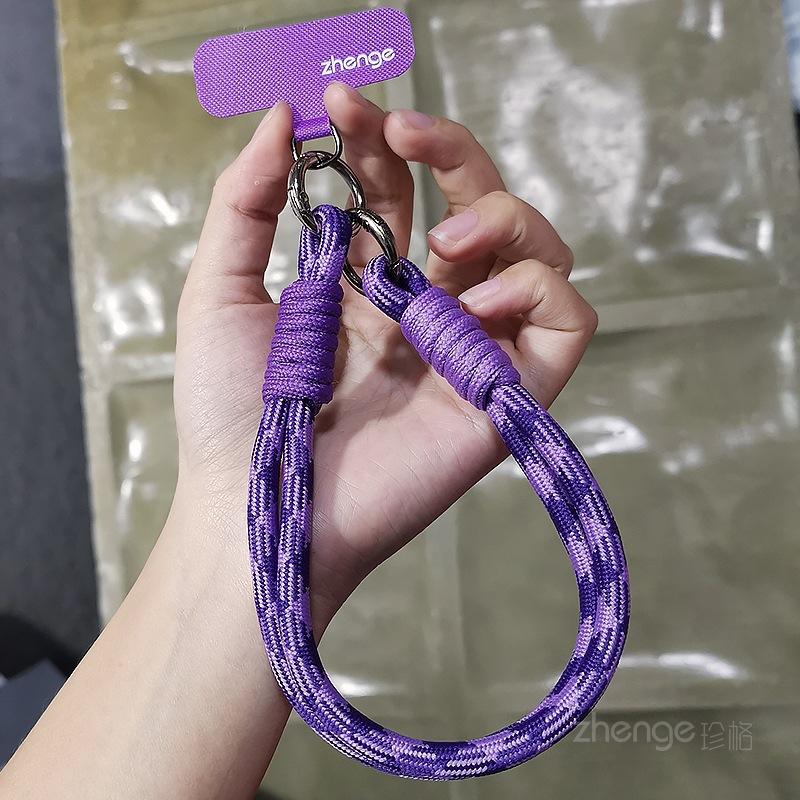 

Mobile phone lanyard wrist braided rope short ins cartoon cute bell pendant pendant mobile phone rope outdoor travel [purple purple] 1