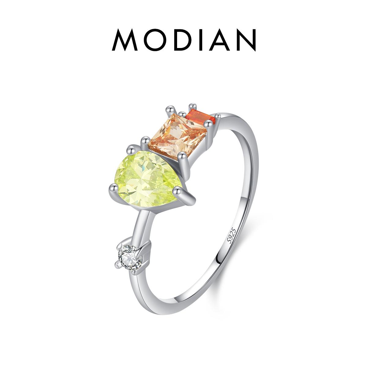 

Модиан из стерлингового серебра 925 пробы, изысканные яблочно-зеленые кольца с фианитом для женщин, модные высококачественные обручальные кольца, кольца, ювелирные изделия 9 серебряный