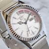 Used Working item SEIKO Seiko 5 Automatic 70s Vintage Silver Dial Sunburst Design Mesh Belt Day Date