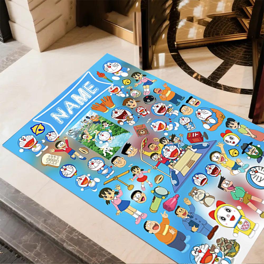Doraemon Adventure Customize Your Name Floor Mat Suitable for Decorate room Balcony Hallway Foyer Antislip Carpet Anime Office Decor Wedding Party Gif