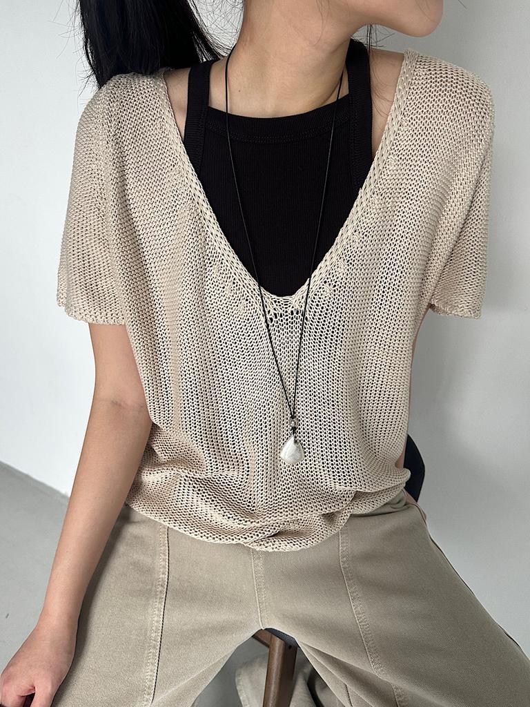 APOEM V Net Knit Top (3C)