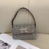 Full Rhinestone Bow Large Capacity Portable Personalized Banquet Diamond Flip Small Square Bag Underarm Crossbody
