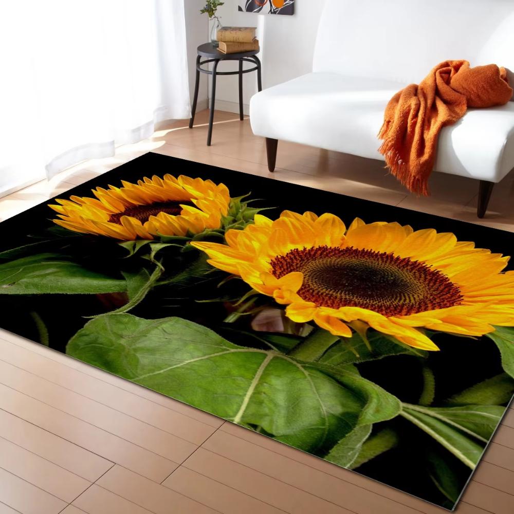 Positive Summer Spring Sunflower Field Carpets for Living Room Decor Hallway Balcony Floor Mats Leisure Sofa Coffee Table Mat