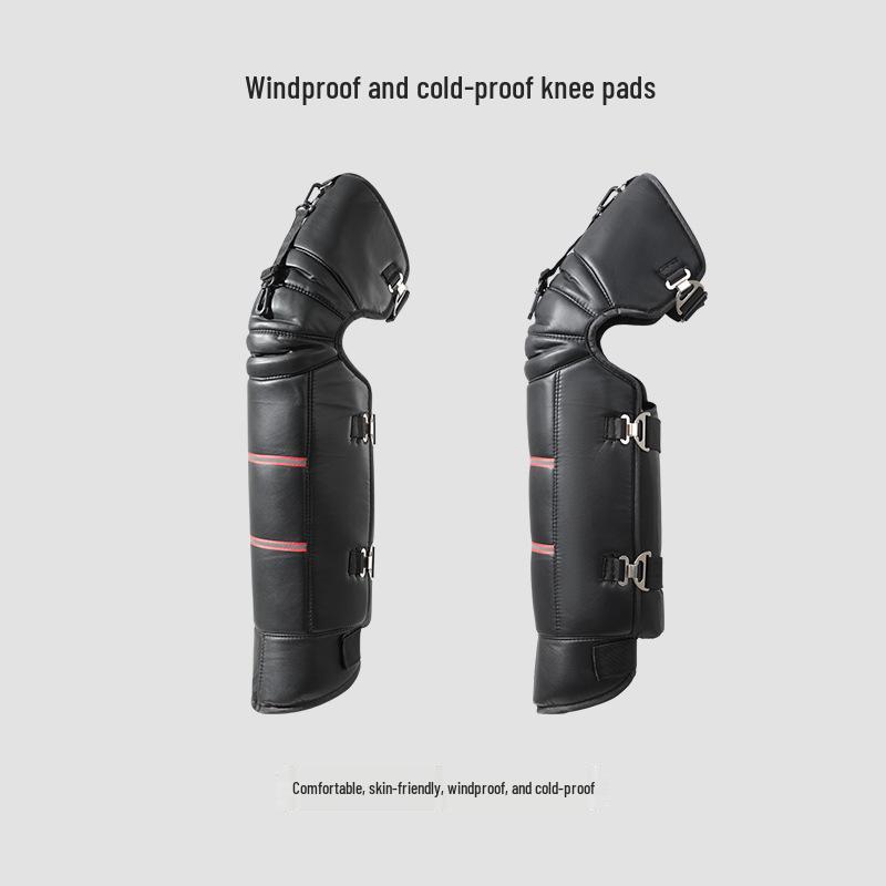 Winter Windproof Electric Motorcycle Knee Pads: Unisex, Thick, Long, and Short Style with Hard Shell for Cold Protection