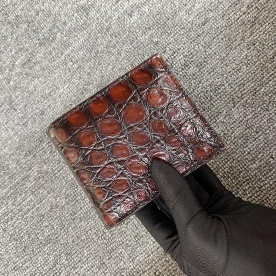 Men's Horizontal Crocodile Leather Wallet - Siamese Belly Pattern