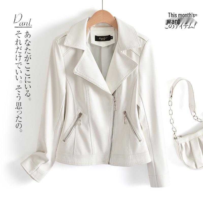 

Женская приталенная куртка из овчины, короткая, большого размера, корейский стиль, черное пальто для весны и осени 2025 2XL (115-125 jin)