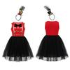 Kids Girls Sleeveless Bowtie Mesh Tutu Dress For Halloween Christmas Cosplay Birthday Party Fancy Dress Up