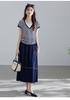 Light Oxygen Commuting Series Fake Two Piece Striped T-shirt Half Skirt Set