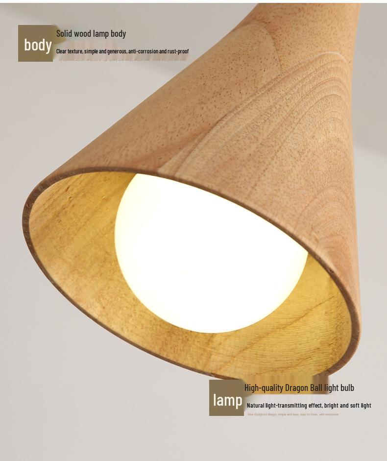 Solid Wood Nordic Japanese Chandelier for Cafe, Bar, Counter, and Homestay