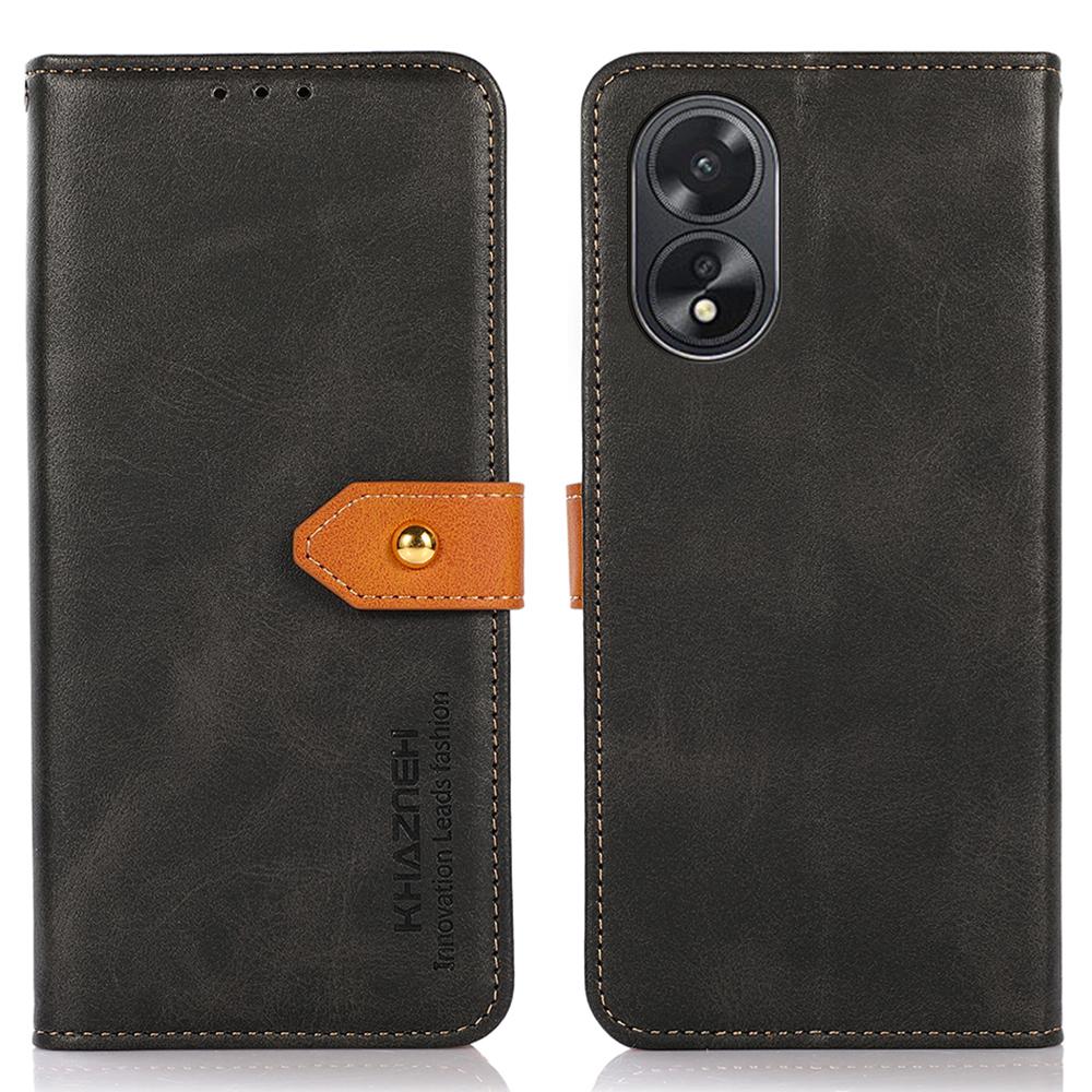 KHAZNEH For Oppo A38 4G Case Cowhide Texture PU Leather Stand Phone Cover Wallet