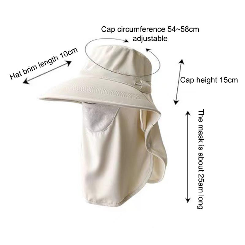 Summer Outdoor Travel Sunshade Sun Hat Detachable Cape Mask Sun Hat Women Ponytail Large Brim Beach Hats